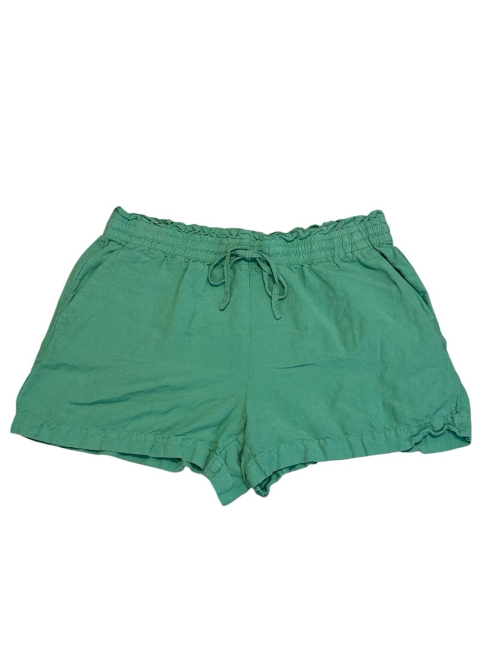 LOFT Linen Blend Drawstring Green Shorts Drawstring Large
